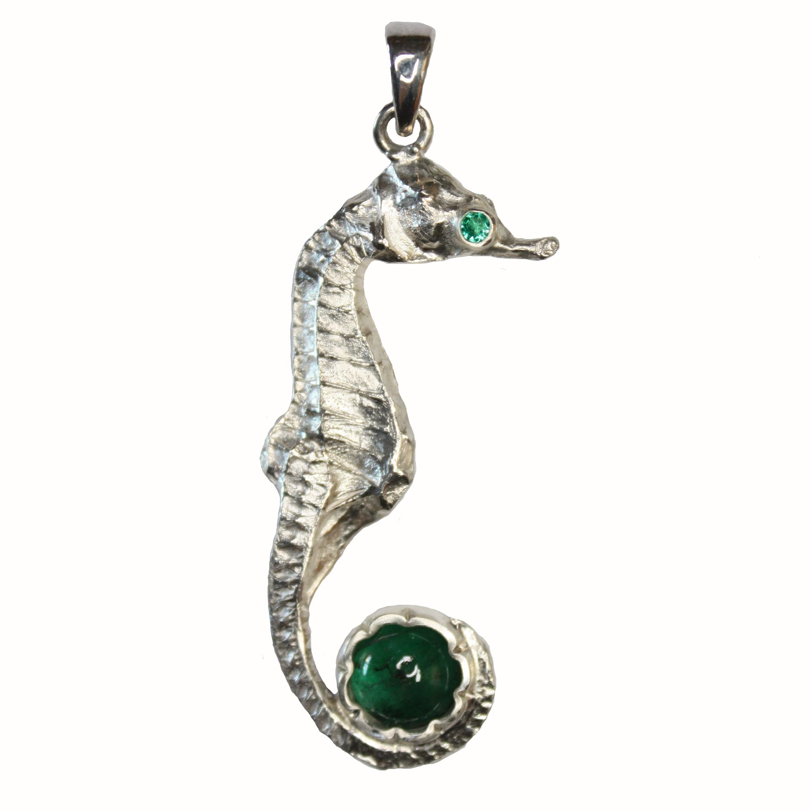 Anhaenger-Seepferdchen-Mini-Smaragd-Silber-925-maritimer-Schmuck-handgemacht