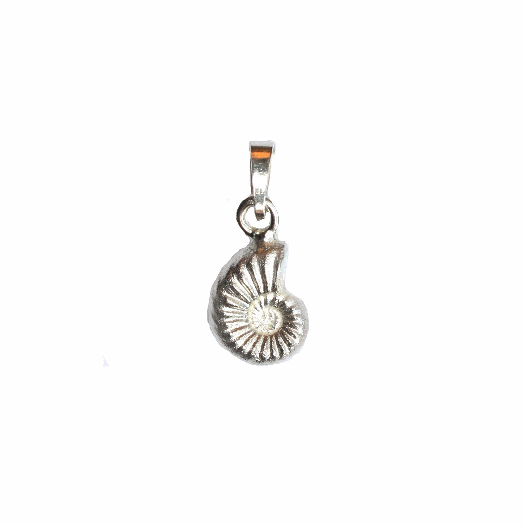 Strandschmuck-Muschelschmuck-Anhaenger-klein-Ammonit-Silber-925